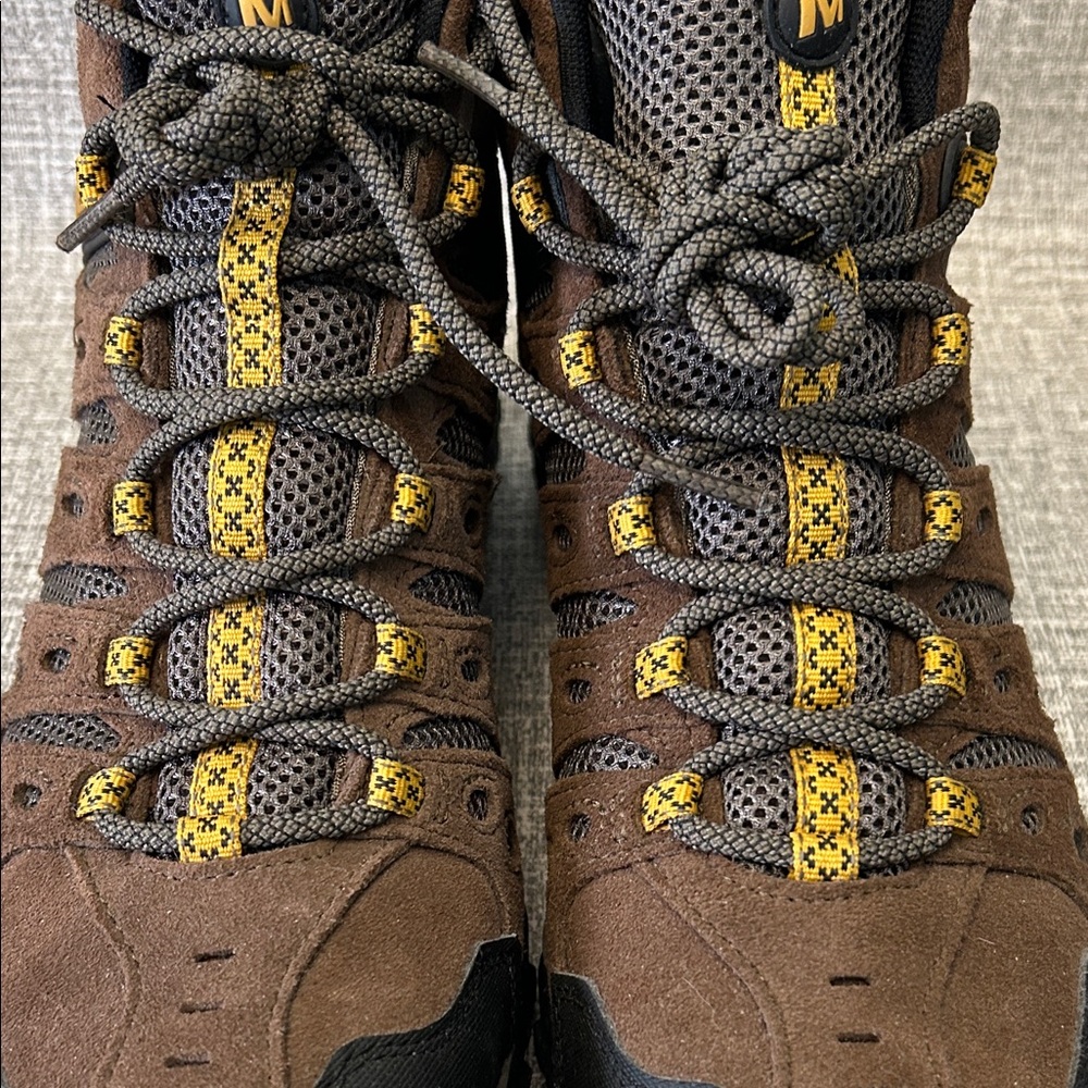 Merrell Men's Brown Hiking Boots with Yellow Accents - Picture 16 of 16